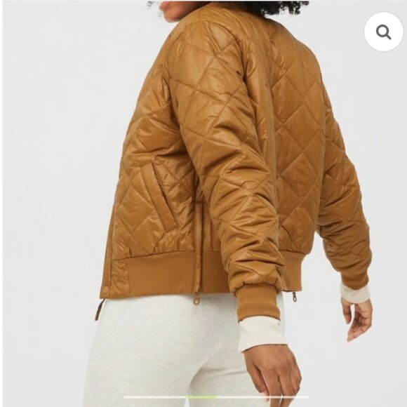 Offline by Aerie Mustard Quilted Bomber Jacket Cozy Sherpa Lined Medium - Picture 2 of 12